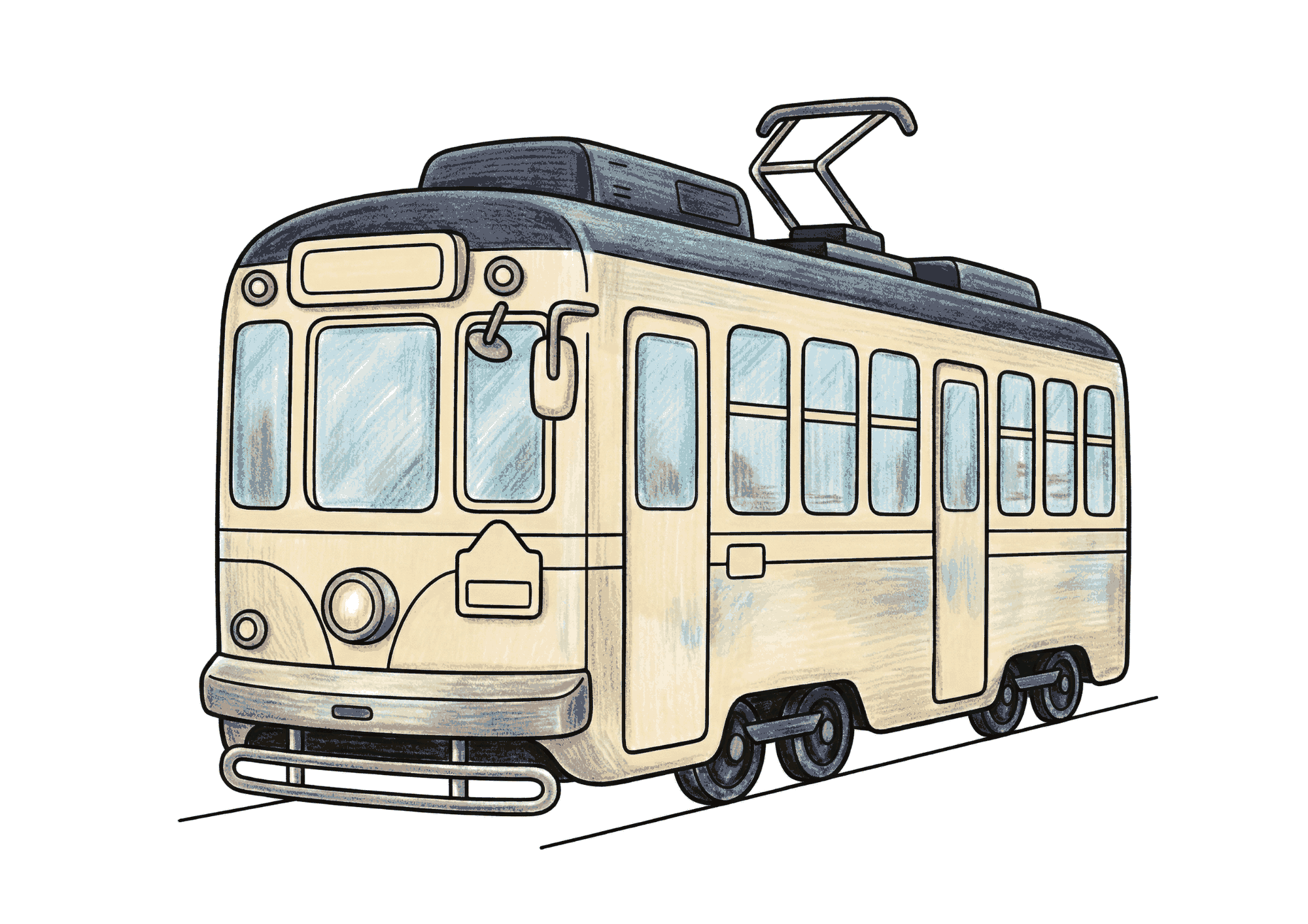 路面電車の塗り絵 カラー見本