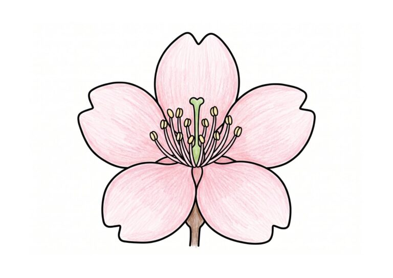 サクラの花の塗り絵イラスト