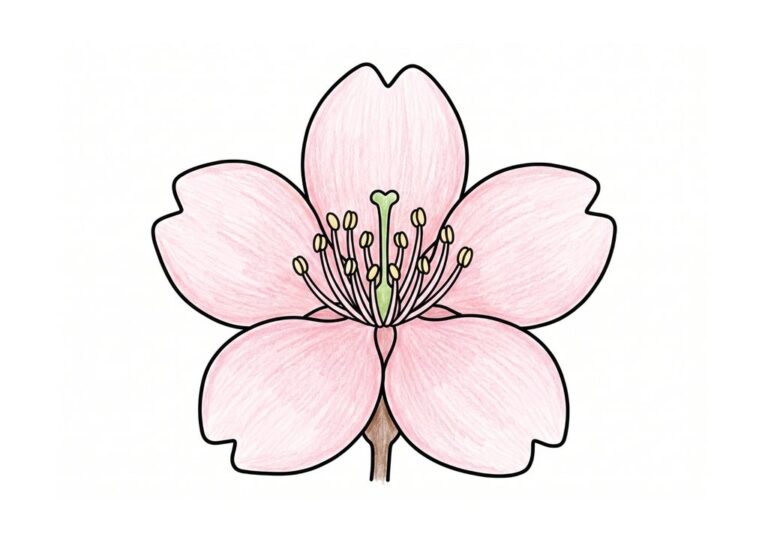 サクラの花の無料塗り絵