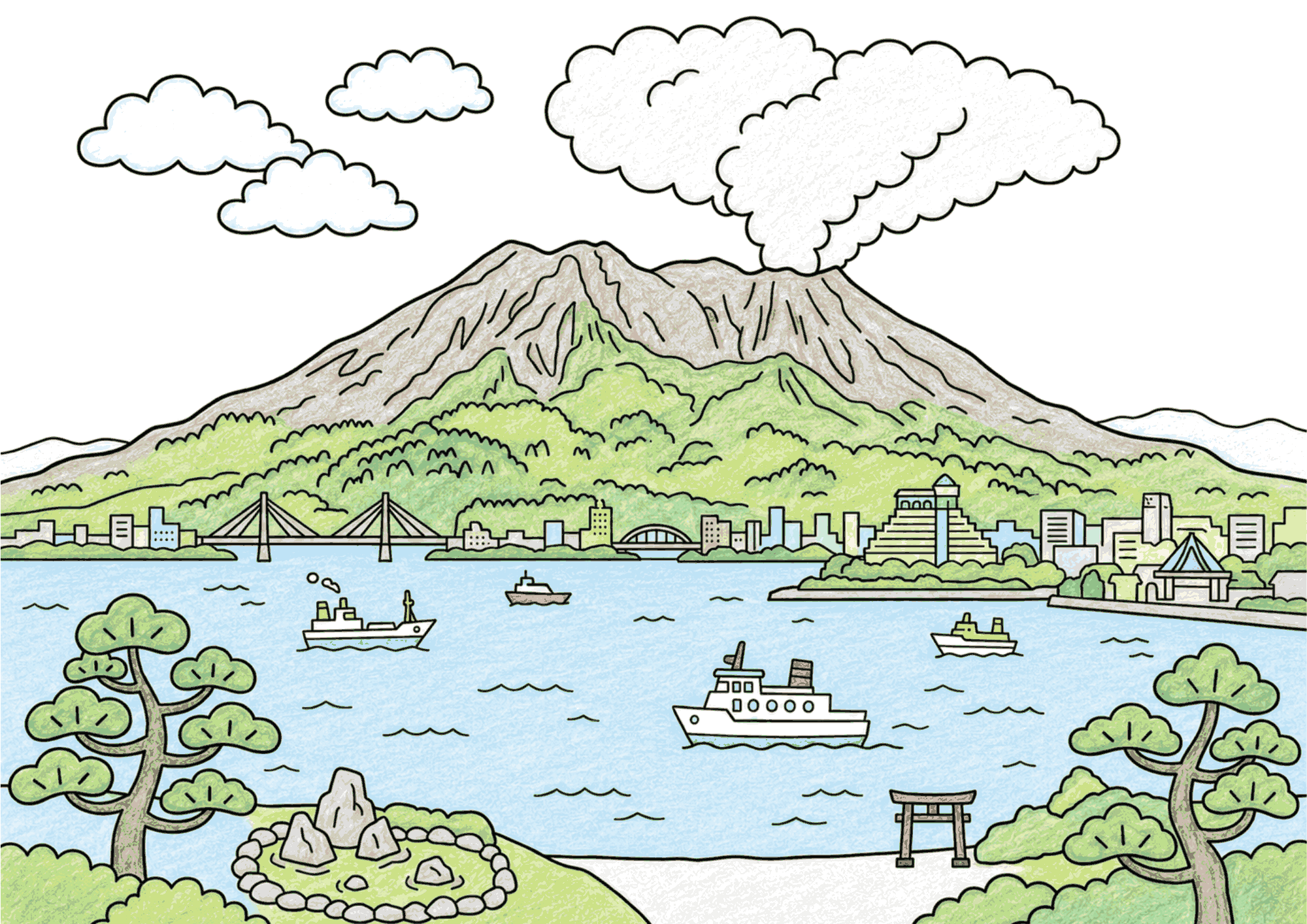 さくらじまの塗り絵 カラー見本