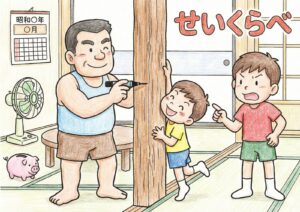 せいくらべの塗り絵イラスト カラー見本（無料・印刷OK）