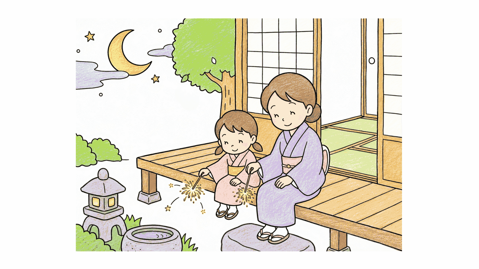 線香花火の塗り絵｜無料でダウンロード・印刷OK
