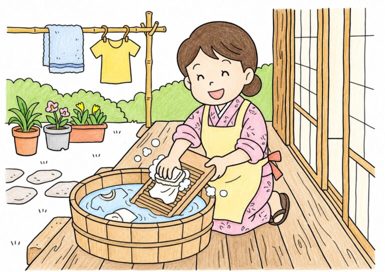洗濯板の塗り絵イラスト