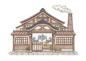 銭湯の塗り絵イラスト カラー見本（無料・印刷OK）