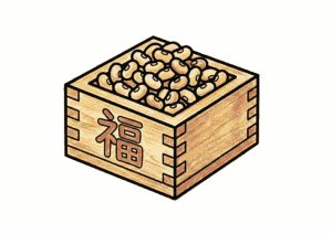 節分の升と豆の無料ダウンロードできる塗り絵イラスト白黒フリー画像素材