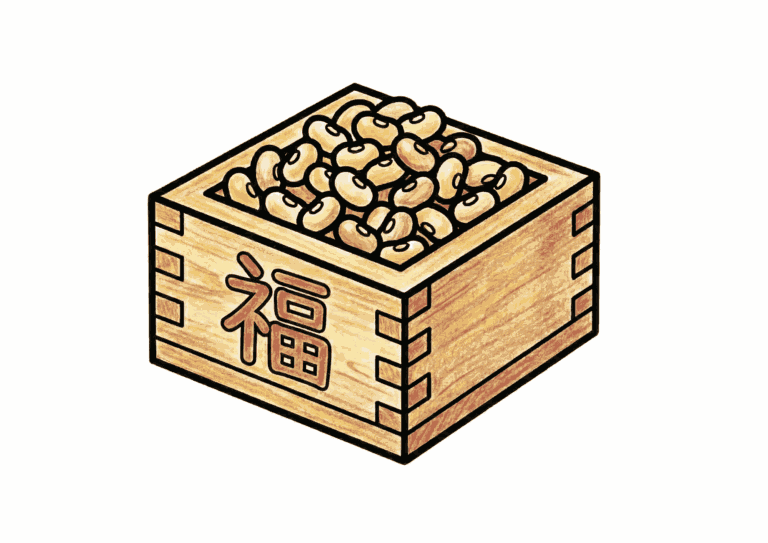 2月の行事・福の升の塗り絵イラスト