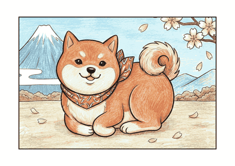 柴犬の塗り絵イラスト