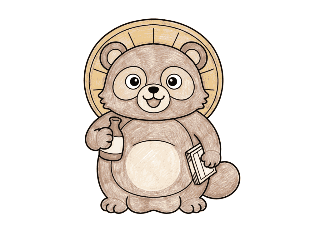信楽焼のタヌキの塗り絵 カラー見本