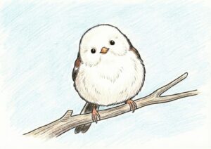 シマエナガの塗り絵イラスト カラー見本（無料・印刷OK）