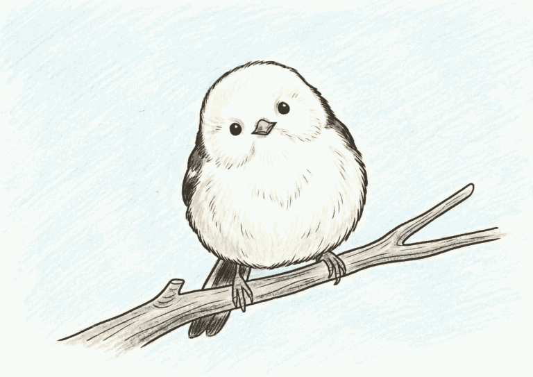シマエナガの塗り絵イラスト