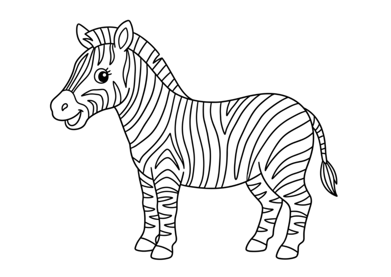 Zebra coloring page - black and white printable