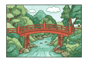 神橋のイラスト｜無料ダウンロード｜塗り絵イラスト｜フリー画像｜素材