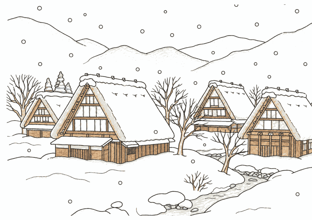 白川郷の塗り絵 カラー見本