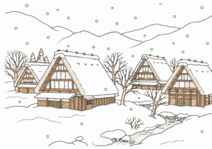 白川郷の塗り絵 カラー見本
