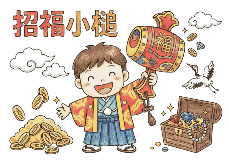 招福小槌の塗り絵イラスト