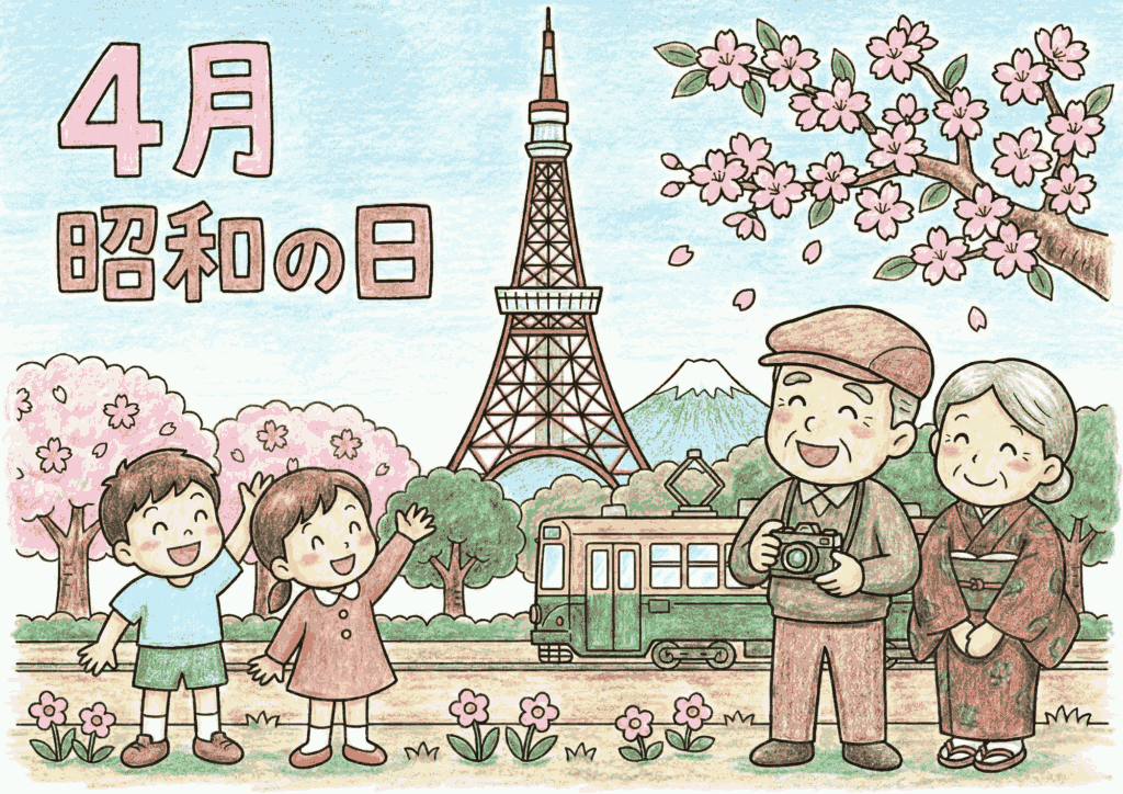 昭和の日の塗り絵イラスト無料ダウンロード用フリー画像素材