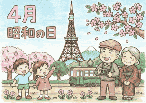 昭和の日の塗り絵イラスト無料ダウンロード用フリー画像素材