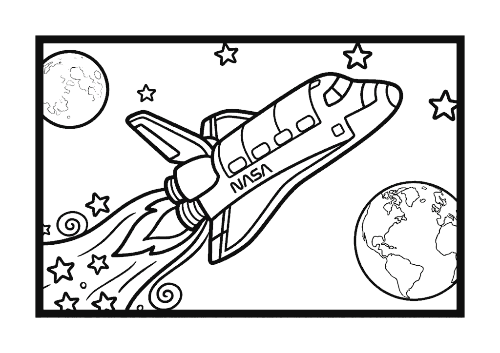 スペースシャトルの塗り絵 カラー見本 無料ダウンロード