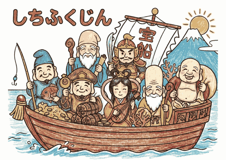 七福神の塗り絵イラスト【の塗り絵イラスト