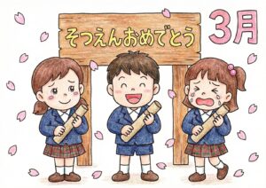 卒園おめでとうの塗り絵イラスト カラー見本（無料・印刷OK）