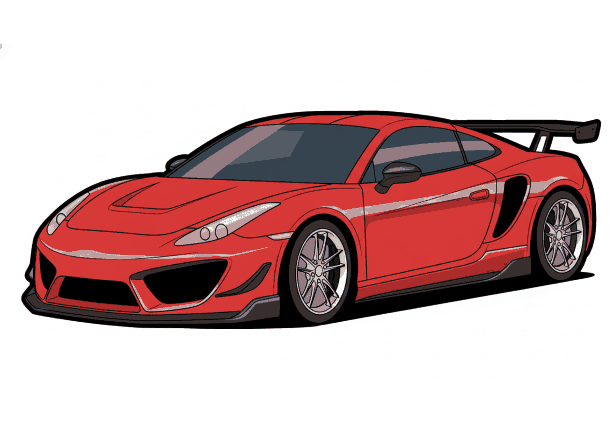 スポーツカーの無料ぬりえイラスト|幼児向け|かっこいい車|自由に塗れる|ダウンロード