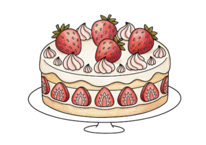 いちごのショートケーキの塗り絵イラスト