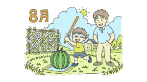 スイカ割りの塗り絵 アイキャッチ
