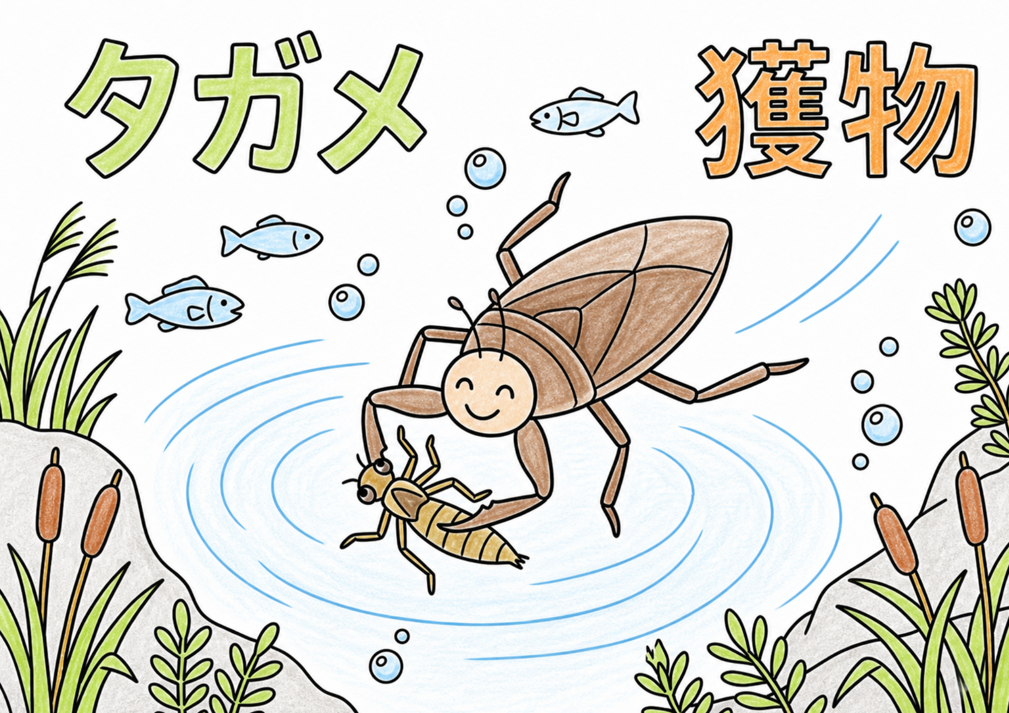 タガメの塗り絵イラスト