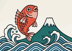 たいの無料ぬりえイラスト｜高齢者向け｜めでたい正月の縁起物｜和風塗り絵素材｜ダウンロード
