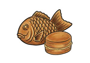 たい焼きと今川焼きの塗り絵イラスト カラー見本（無料・印刷OK）
