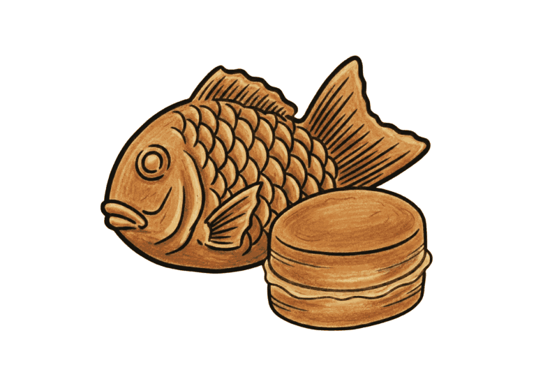 たい焼きと今川焼きの塗り絵イラスト
