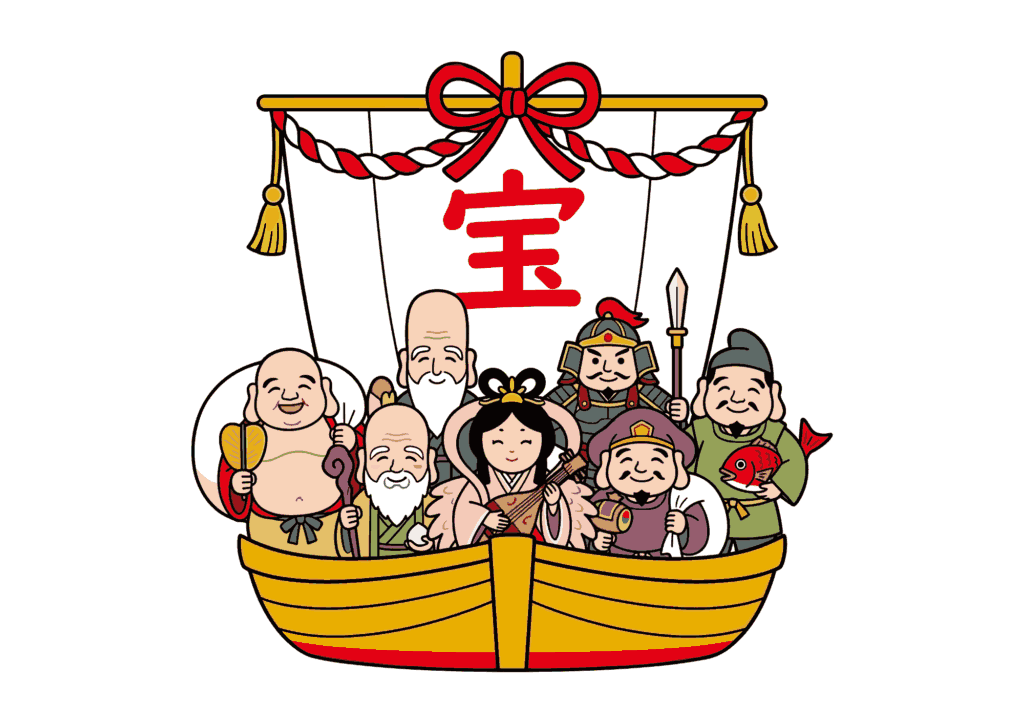 宝船と七福神のイラスト｜無料ダウンロード｜塗り絵イラスト｜フリー画像｜素材