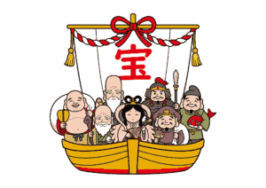 宝船と七福神のイラスト｜無料ダウンロード｜塗り絵イラスト｜フリー画像｜素材