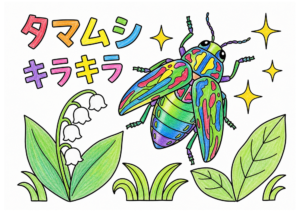 タマムシの塗り絵イラスト