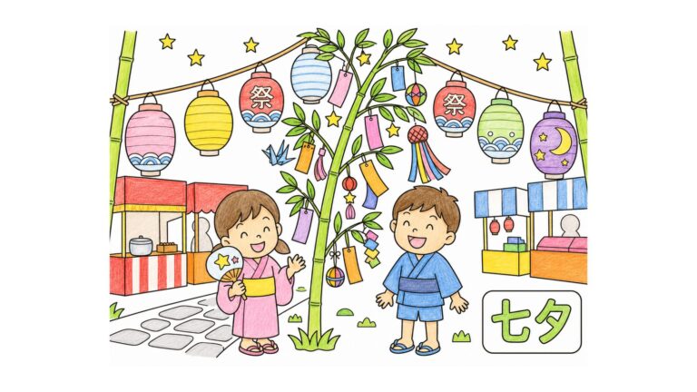 七夕祭りの塗り絵
