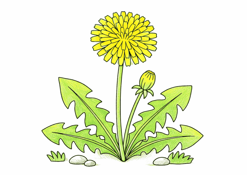 蒲公英（タンポポ）の花の塗り絵 カラー見本