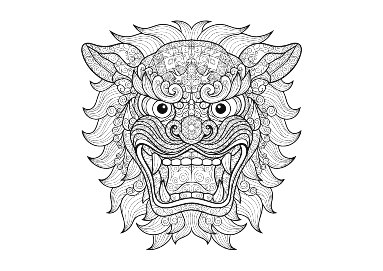 獅子舞の塗り絵イラスト