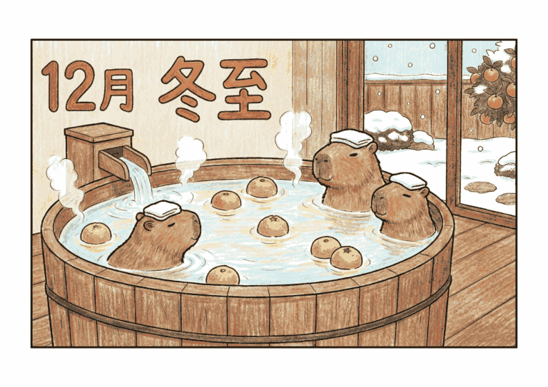 冬至の塗り絵イラスト