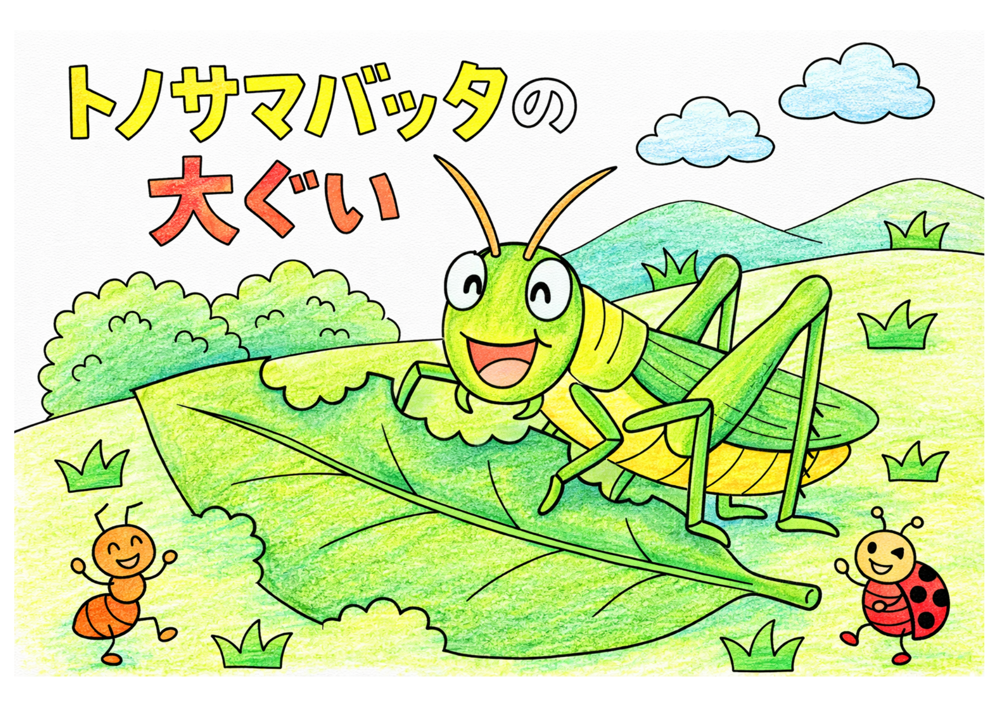 トノサマバッタの塗り絵イラスト