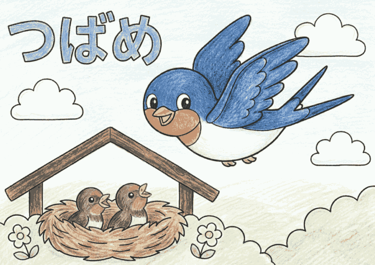 つばめの塗り絵イラスト