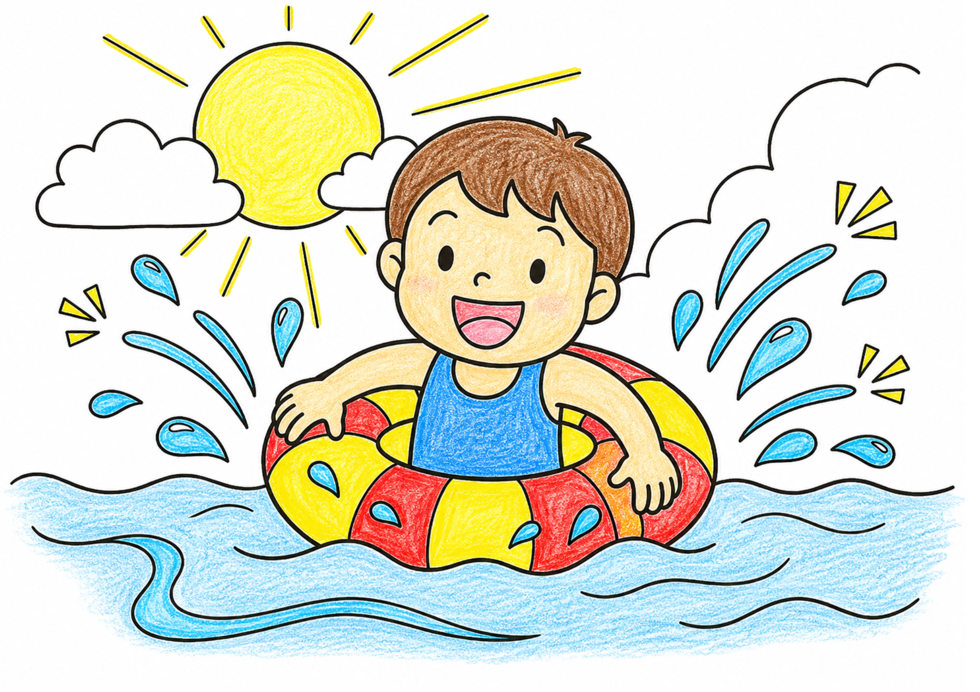 浮き輪でチャプチャプの塗り絵 カラー見本