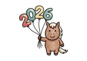 午（うま）の塗り絵イラスト｜2026年干支素材｜無料ダウンロード｜フリー画像｜塗り絵素材