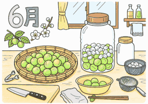 梅の実と梅仕事の塗り絵 カラー見本