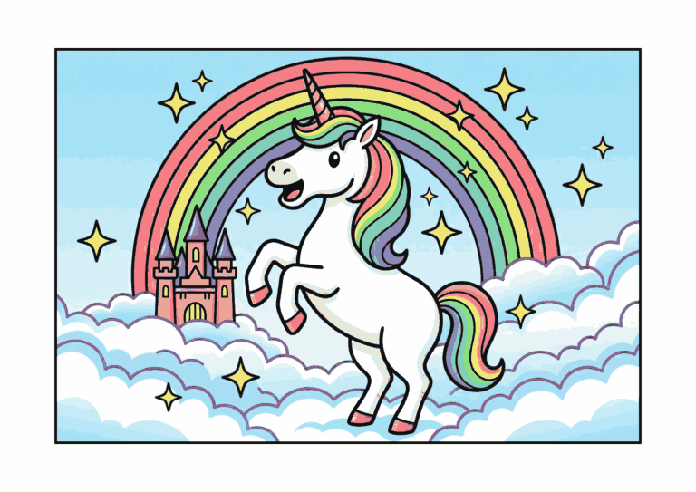 ユニコーンのぬりえイラストの塗り絵イラスト