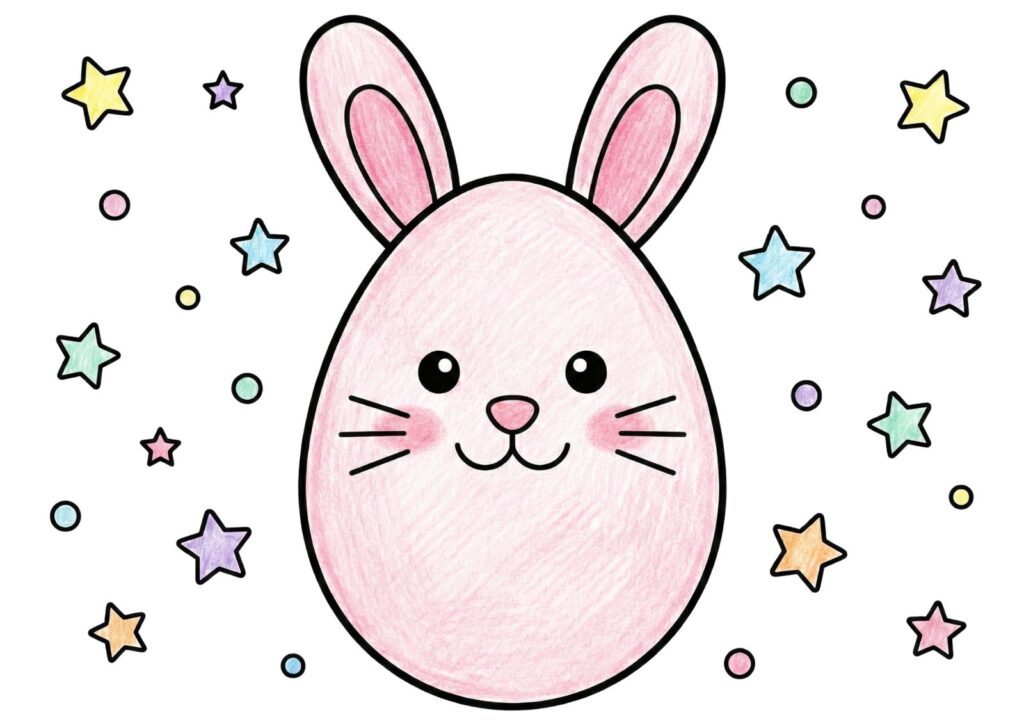 星とうさぎの塗り絵イラスト カラー見本（無料・印刷OK）