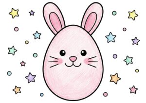 星とうさぎの塗り絵イラスト カラー見本（無料・印刷OK）