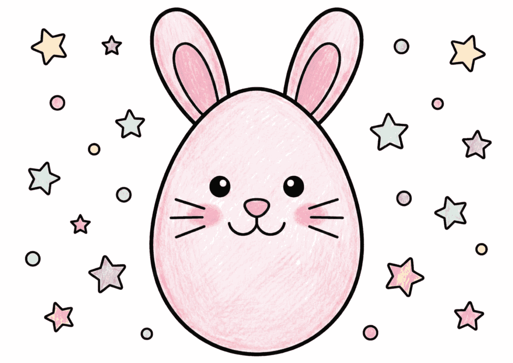 星とうさぎの塗り絵イラスト無料ダウンロード用フリー画像素材