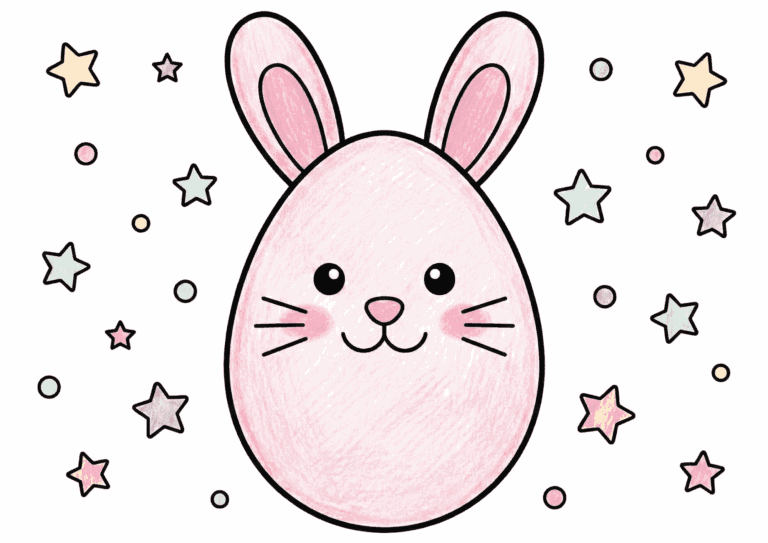 星とうさぎの塗り絵イラスト