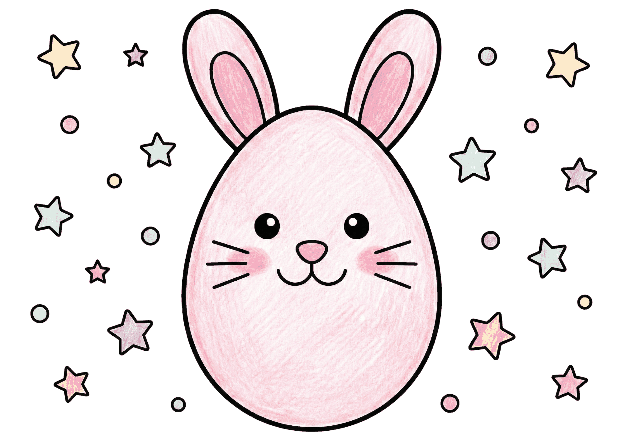 星とうさぎの塗り絵イラスト無料ダウンロード用フリー画像素材