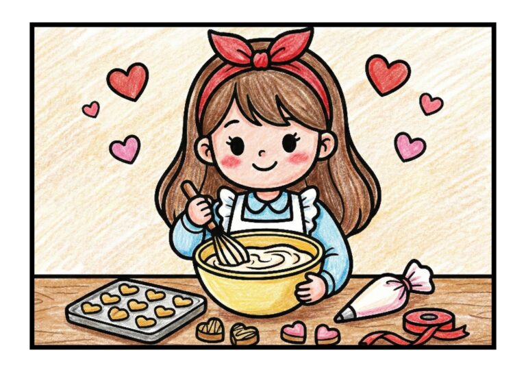 手作りチョコの塗り絵イラスト